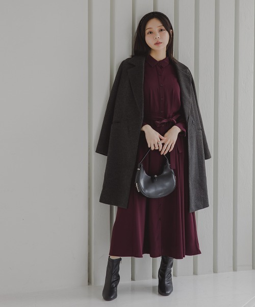 Petitjo(プッチージョ)の「小さいサイズ 2WAYシャツワンピース 低身長さん・小柄女性(ワンピース・レディース・ネイビー/ワイン・PM/PL/PSS/PS)」の10枚目の写真