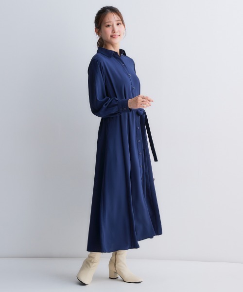 Petitjo(プッチージョ)の「小さいサイズ 2WAYシャツワンピース 低身長さん・小柄女性(ワンピース・レディース・ネイビー/ワイン・PM/PL/PSS/PS)」の16枚目の写真