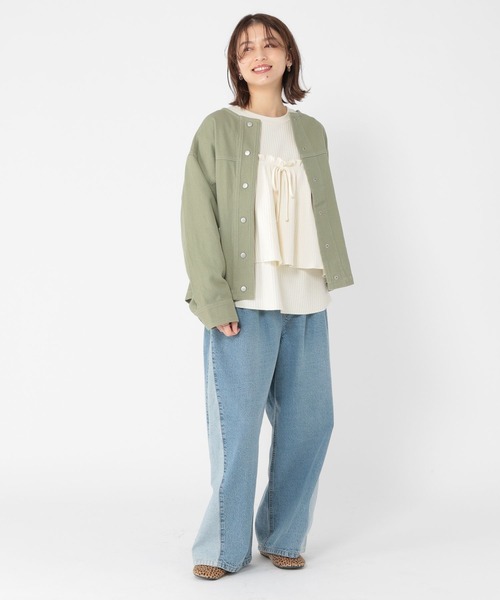 studio CLIP（スタディオクリップ）の「ワッフルビスチェセットプルオーバー（Tシャツ/カットソー・レディース・オフホワイト/レッド/スモーク・FREE）」の10枚目の写真