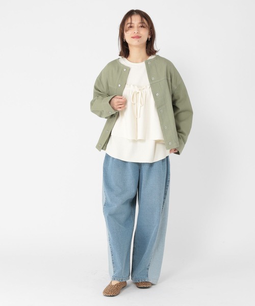 studio CLIP（スタディオクリップ）の「ワッフルビスチェセットプルオーバー（Tシャツ/カットソー・レディース・オフホワイト/レッド/スモーク・FREE）」の11枚目の写真