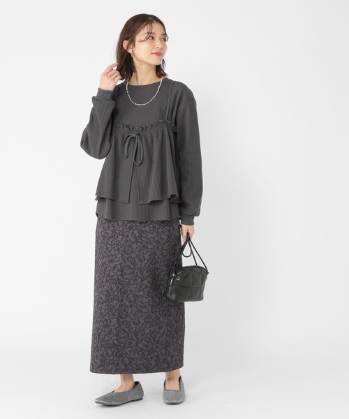 studio CLIP（スタディオクリップ）の「ワッフルビスチェセットプルオーバー（Tシャツ/カットソー・レディース・オフホワイト/レッド/スモーク・FREE）」の16枚目の写真