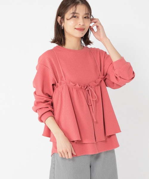 studio CLIP（スタディオクリップ）の「ワッフルビスチェセットプルオーバー（Tシャツ/カットソー・レディース・オフホワイト/レッド/スモーク・FREE）」の18枚目の写真