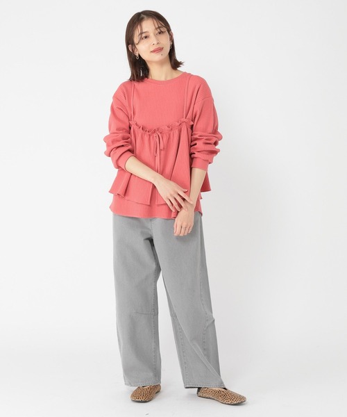 studio CLIP（スタディオクリップ）の「ワッフルビスチェセットプルオーバー（Tシャツ/カットソー・レディース・オフホワイト/レッド/スモーク・FREE）」の20枚目の写真