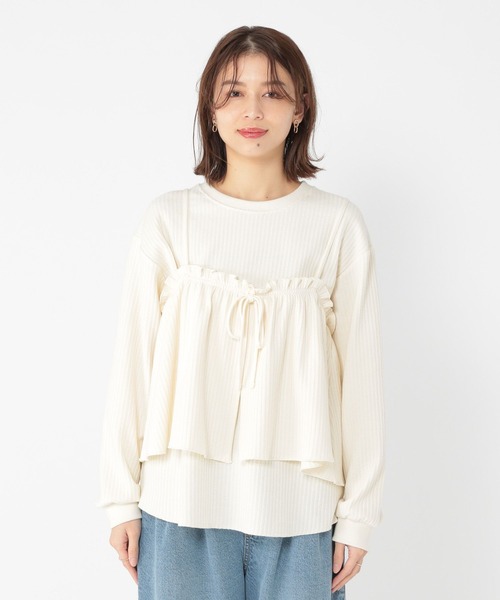 studio CLIP（スタディオクリップ）の「ワッフルビスチェセットプルオーバー（Tシャツ/カットソー・レディース・オフホワイト/レッド/スモーク・FREE）」の22枚目の写真