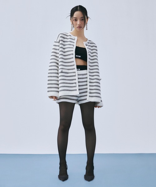 EIMY ISTOIRE（エイミーイストワール）の「ニットツイードSETUP（セットアップ・レディース・ネイビー/グレー・F）」の5枚目の写真