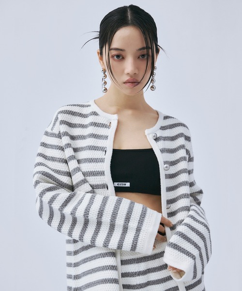 EIMY ISTOIRE（エイミーイストワール）の「ニットツイードSETUP（セットアップ・レディース・ネイビー/グレー・F）」の8枚目の写真