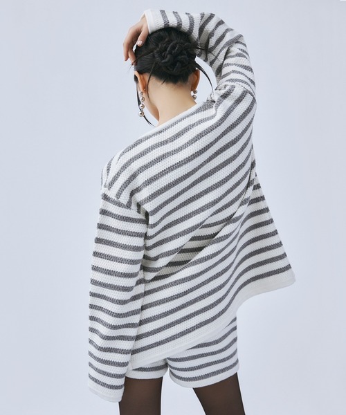 EIMY ISTOIRE（エイミーイストワール）の「ニットツイードSETUP（セットアップ・レディース・ネイビー/グレー・F）」の4枚目の写真