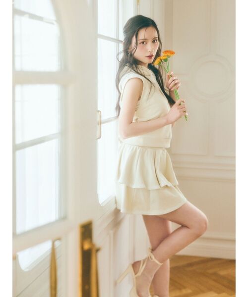 EATME（イートミー）の「【EATME×MIKANA YAMAMOTO】フレアミニスカート（セットアップ可能）（スカート・レディース・グレー/アイボリー・FREE）」の7枚目の写真