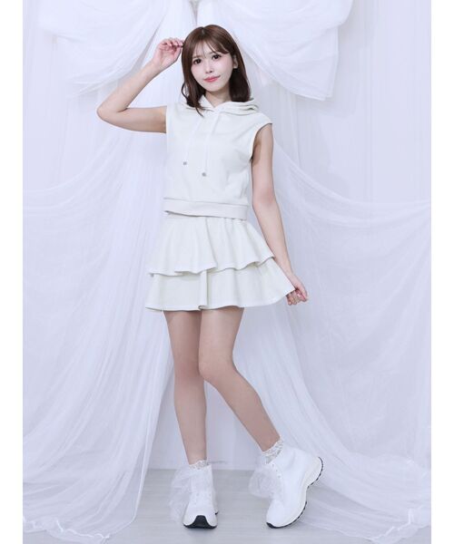 EATME（イートミー）の「【EATME×MIKANA YAMAMOTO】フレアミニスカート（セットアップ可能）（スカート・レディース・グレー/アイボリー・FREE）」の21枚目の写真