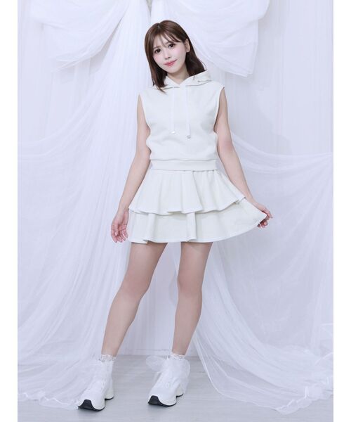 EATME（イートミー）の「【EATME×MIKANA YAMAMOTO】フレアミニスカート（セットアップ可能）（スカート・レディース・グレー/アイボリー・FREE）」の22枚目の写真