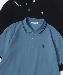 U.S. POLO ASSN./ユーエスポロアッスン 別注 オーバーサイズ カノコ 無地 ロゴ ワンポイント刺繍 襟ライン 半袖ポロシャツ/レディース メンズ