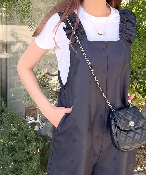 Futier land（フューティアランド）の「ショルダーフリルオールインワン（つなぎ/オールインワン・レディース・ブラック/アイボリー・MEDIUM）」の10枚目の写真