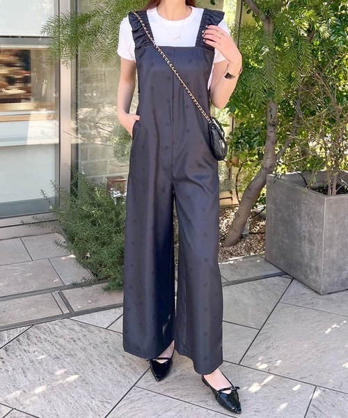 Futier land（フューティアランド）の「ショルダーフリルオールインワン（つなぎ/オールインワン・レディース・ブラック/アイボリー・MEDIUM）」の14枚目の写真