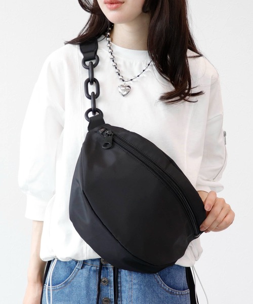 Three Four Time(スリーフォータイム)の「ナイロンチェーンコンビショルダー(ショルダーバッグ・レディース・グレー/ブラック・FREE)」の2枚目の写真