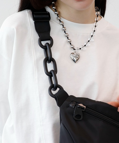 Three Four Time(スリーフォータイム)の「ナイロンチェーンコンビショルダー(ショルダーバッグ・レディース・グレー/ブラック・FREE)」の15枚目の写真