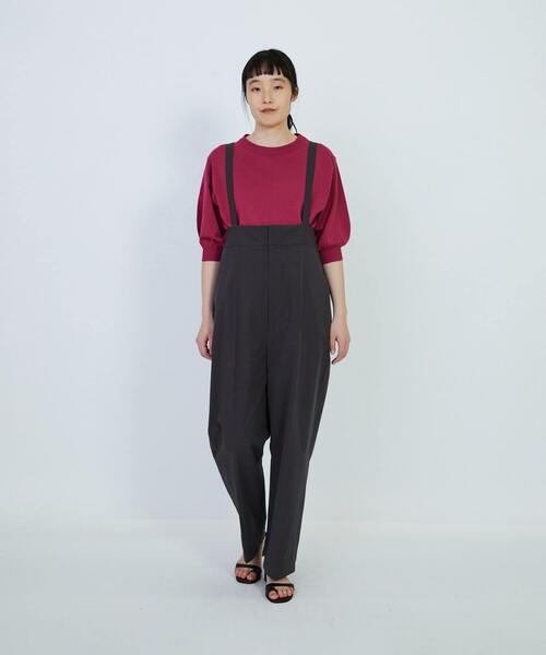 LOISIR（ロワズィール）の「コットンダンプストラップ付パンツ（その他パンツ・レディース・オフホワイト/チャコールグレー・MT/M）」の2枚目の写真