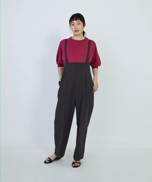 LOISIR（ロワズィール）の「コットンダンプストラップ付パンツ（その他パンツ・レディース・オフホワイト/チャコールグレー・MT/M）」の3枚目の写真