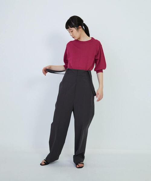 LOISIR（ロワズィール）の「コットンダンプストラップ付パンツ（その他パンツ・レディース・オフホワイト/チャコールグレー・MT/M）」の7枚目の写真