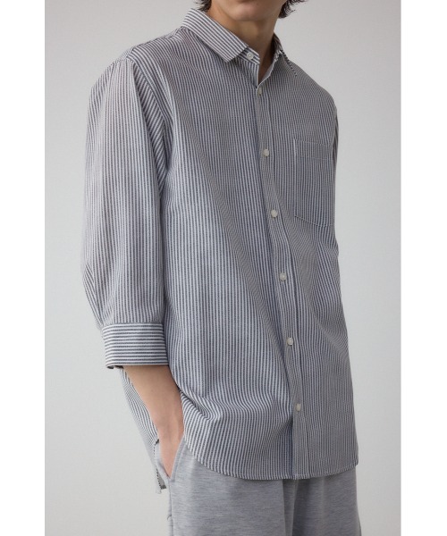 AZUL by moussy（アズールバイマウジー）の「テックリネン7分袖シャツ（シャツ/ブラウス・メンズ・ホワイト/ミント/ライトブルー/ブラック系その他・MEDIUM/LARGE）」の3枚目の写真