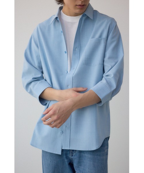 AZUL by moussy（アズールバイマウジー）の「テックリネン7分袖シャツ（シャツ/ブラウス・メンズ・ホワイト/ミント/ライトブルー/ブラック系その他・MEDIUM/LARGE）」の4枚目の写真