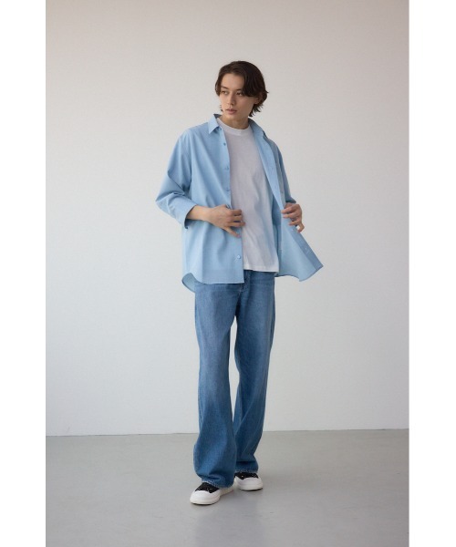 AZUL by moussy（アズールバイマウジー）の「テックリネン7分袖シャツ（シャツ/ブラウス・メンズ・ホワイト/ミント/ライトブルー/ブラック系その他・MEDIUM/LARGE）」の15枚目の写真