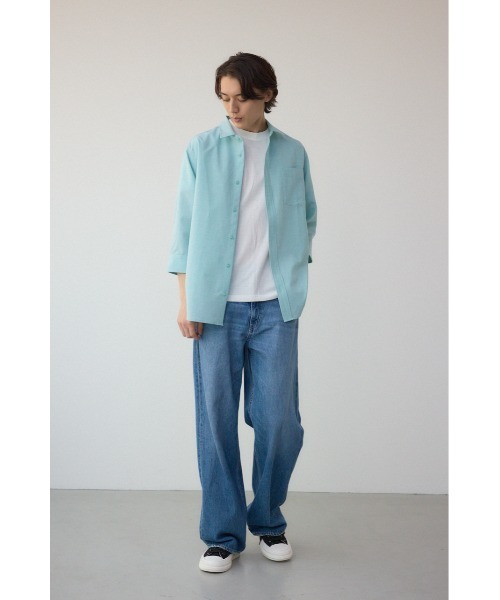 AZUL by moussy（アズールバイマウジー）の「テックリネン7分袖シャツ（シャツ/ブラウス・メンズ・ホワイト/ミント/ライトブルー/ブラック系その他・MEDIUM/LARGE）」の17枚目の写真