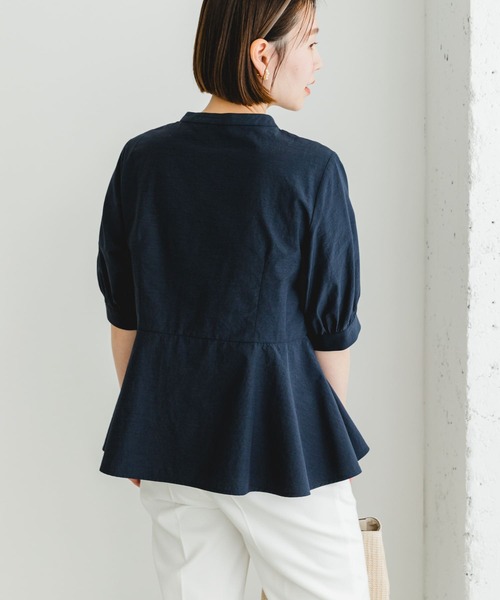 ♡タグ付き新品　スタンド ペプラム ブラウス　ネイビー セール】 ペプラムブラウス （シャツ・ブラウス）｜COMME CA ISM