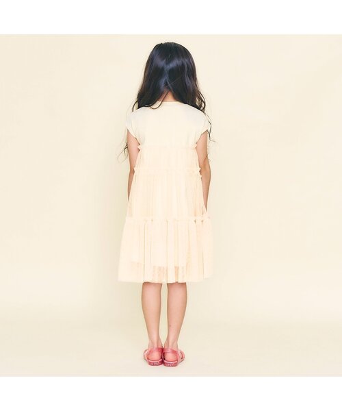 Seraph（セラフ）の「【ジュニア対応】チュールワンピース（ワンピース・キッズ・アイボリー/チャコール・80/90/100/110/120/130/140）」の4枚目の写真