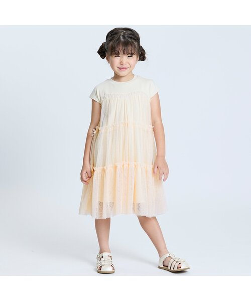 Seraph（セラフ）の「【ジュニア対応】チュールワンピース（ワンピース・キッズ・アイボリー/チャコール・80/90/100/110/120/130/140）」の5枚目の写真