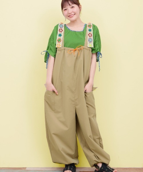 新品＊チチカカ＊クロシェコンビリップストップサロペットパンツ クロシェコンビリップストップサロペットパンツ（サロペット