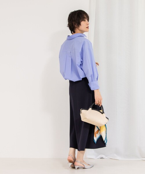 新品！　ノーリーズソフィー　シアーローンフレアスカート　サックス　34サイズ ノーリーズソフィー NOLLEY'S sophi 《セットアップ対応》シアー