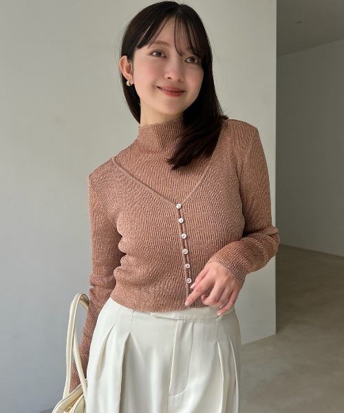 anuans（アニュアンス）の「シアーラメリブニットカーディガン