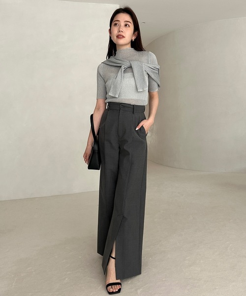 anuans（アニュアンス）の「シアーラメリブニットカーディガン