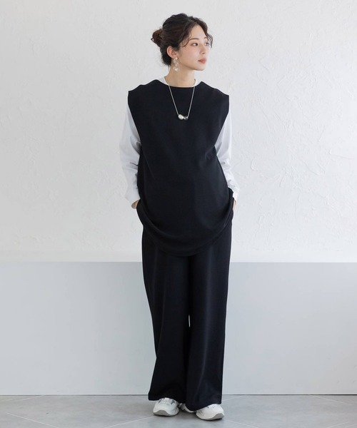 フェリシモMama（フェリシモママ）の「【上下セット】Ｍｏｒｅｄｄｅ　マタニティから産後も使える　２ーＷＡＹカットソーセットアップ（マタニティウェア/グッズ・レディース・グレイッシュベージュ/ブラック・LL/L/M）」の7枚目の写真