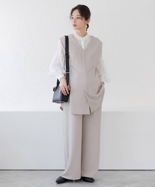 フェリシモMama（フェリシモママ）の「【上下セット】Ｍｏｒｅｄｄｅ　マタニティから産後も使える　２ーＷＡＹカットソーセットアップ（マタニティウェア/グッズ・レディース・グレイッシュベージュ/ブラック・LL/L/M）」の12枚目の写真