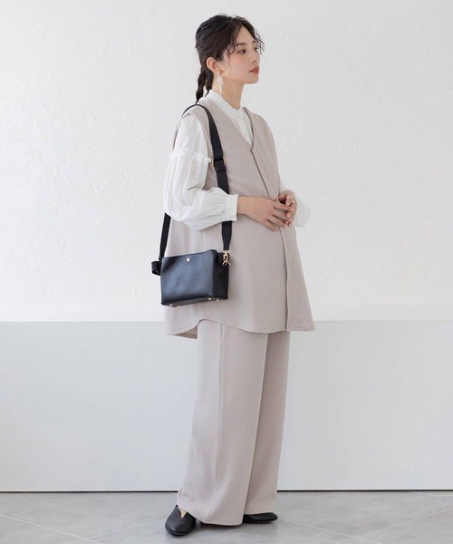 フェリシモMama（フェリシモママ）の「【上下セット】Ｍｏｒｅｄｄｅ　マタニティから産後も使える　２ーＷＡＹカットソーセットアップ（マタニティウェア/グッズ・レディース・グレイッシュベージュ/ブラック・LL/L/M）」の13枚目の写真