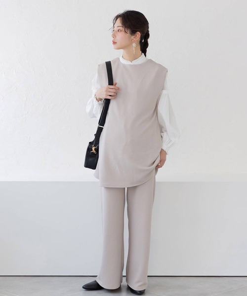 フェリシモMama（フェリシモママ）の「【上下セット】Ｍｏｒｅｄｄｅ　マタニティから産後も使える　２ーＷＡＹカットソーセットアップ（マタニティウェア/グッズ・レディース・グレイッシュベージュ/ブラック・LL/L/M）」の16枚目の写真