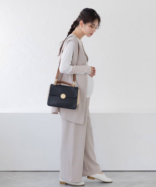 フェリシモMama（フェリシモママ）の「【上下セット】Ｍｏｒｅｄｄｅ　マタニティから産後も使える　２ーＷＡＹカットソーセットアップ（マタニティウェア/グッズ・レディース・グレイッシュベージュ/ブラック・LL/L/M）」の11枚目の写真