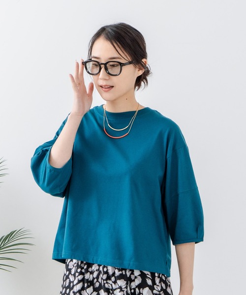 fort point(フォーポイント)の「【汗染みの目立ちにくいTシャツ ZEROSTAIN/ゼロステイン】バルーン袖Tシャツ 撥水・防汚加工 バルーンスリーブ 脇汗対策 大人カジュアル(Tシャツ/カットソー・レディース・スミクロ/ダークグリーン/ブラック/ホワイト/パープル・LARGE/MEDIUM)」の4枚目の写真