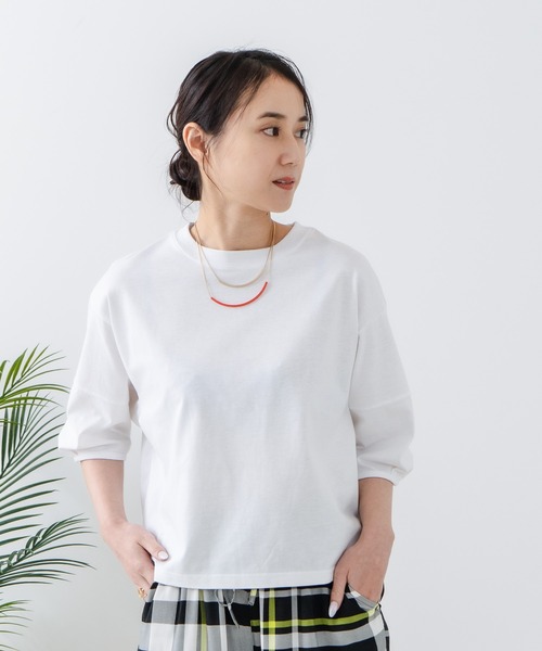 fort point(フォーポイント)の「【汗染みの目立ちにくいTシャツ ZEROSTAIN/ゼロステイン】バルーン袖Tシャツ 撥水・防汚加工 バルーンスリーブ 脇汗対策 大人カジュアル(Tシャツ/カットソー・レディース・スミクロ/ダークグリーン/ブラック/ホワイト/パープル・LARGE/MEDIUM)」の17枚目の写真