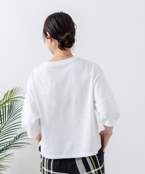 fort point(フォーポイント)の「【汗染みの目立ちにくいTシャツ ZEROSTAIN/ゼロステイン】バルーン袖Tシャツ 撥水・防汚加工 バルーンスリーブ 脇汗対策 大人カジュアル(Tシャツ/カットソー・レディース・スミクロ/ダークグリーン/ブラック/ホワイト/パープル・LARGE/MEDIUM)」の19枚目の写真