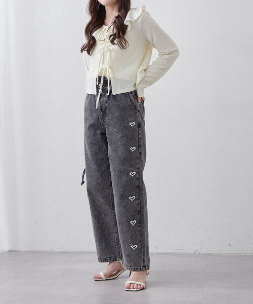 ♥美品♥ジェーンマープル　リボン付きバックポケット デニムパンツ バックリボン タックデニムパンツ | Selectshop.Joie