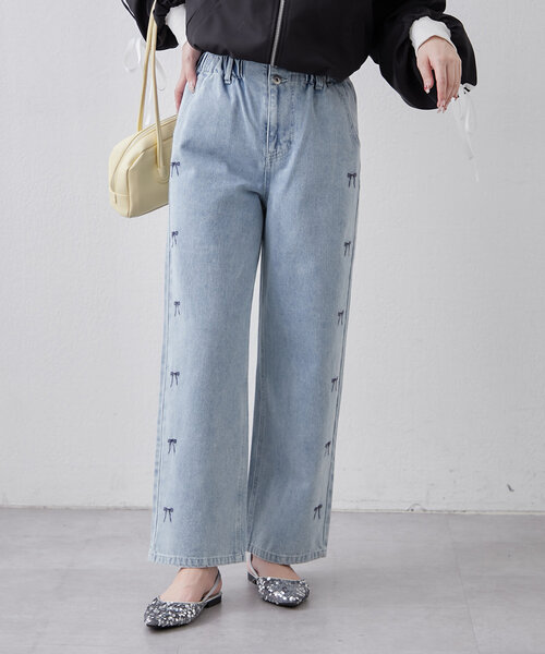 AND MARY ハートデニムパンツ Heart hip wide denim