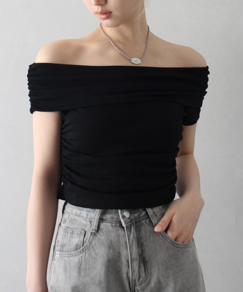 SpRay(スプレイ)の「オフショルトップス(Tシャツ/カットソー・レディース・ボルドー/モカ/ホワイト/グレー/ブラック・FREE)」の8枚目の写真