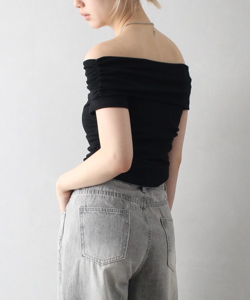 SpRay(スプレイ)の「オフショルトップス(Tシャツ/カットソー・レディース・ボルドー/モカ/ホワイト/グレー/ブラック・FREE)」の10枚目の写真