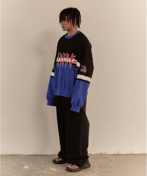 LIBERE（リベーレ）の「LIBERE リベーレ / HOCKEY JERSEY SWEAT ホッケージャージープルオーバービッグシルエットスウェット / 251236-251237（スウェット・メンズ・チャコール/ブルー・MEDIUM/SMALL/LARGE）」の14枚目の写真
