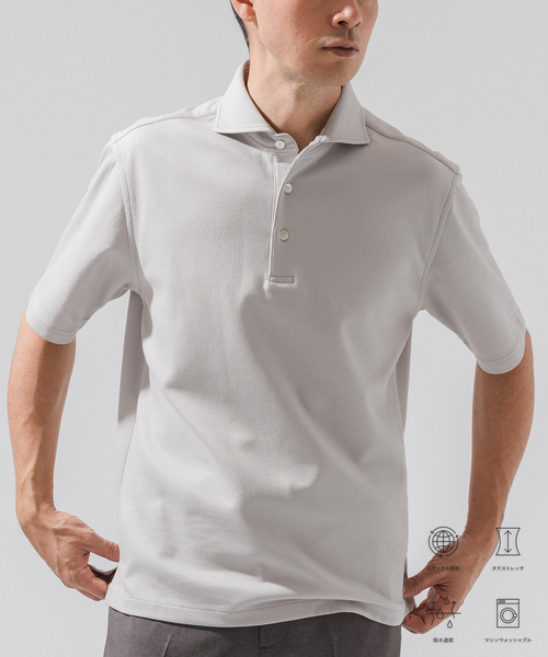 EDIFICE（エディフィス）の「"吸水速乾＆イージーケア" 36ゲージ ツイリードライ ポロシャツ（ポロシャツ・メンズ・カーキ/グレー/ライトグレー/ダークブルー・X-LARGE/LARGE/MEDIUM/SMALL）」の2枚目の写真