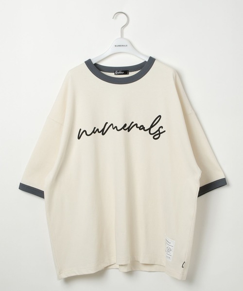 NUMERALS(ヌメラルズ)の「【NUMERALS】リンガーT(Tシャツ/カットソー・メンズ・ベージュ/ブラック/オフホワイト・MEDIUM/LARGE)」の2枚目の写真