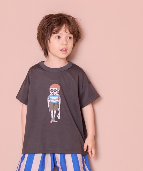 MARKEY'S（マーキーズ）の「【超吸水速乾】イラストＴシャツ（Tシャツ/カットソー・キッズ・イエロー/ネイビー/パープル/ライトグリーン/グリーン/オレンジ/グレー/ピンク/ブラック/ベージュ/ブラウン/ライトブルー・XS/L/M/S/LL）」の2枚目の写真