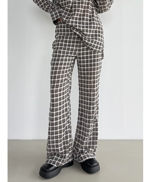 Didot.showroom(ディドット ショールーム)の「【DIDOT.】シアーチェックイージーパンツ(その他パンツ・レディース・ベージュ/チャコール/アイボリー・FREE)」の3枚目の写真